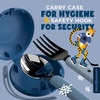 image:imageBentoheaven Kids Utensils Set with Case Reusable Fork amp Spoon DachshundIce Blue