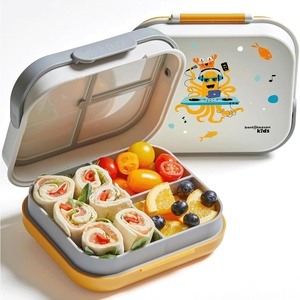 image:imageBentoheaven Kids Bento Lunch Box 3 Compartments 30 oz Coral PinkOrange Gray