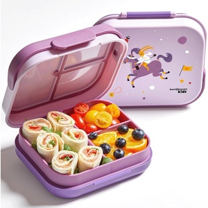 image:imageBentoheaven Kids Bento Lunch Box 3 Compartments 30 oz Ice BlueMauve