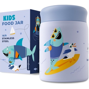 image:imageBentoheaven Kids Food Jar 10 oz Insulated Hot Food Container Coral PinkOcean Blue