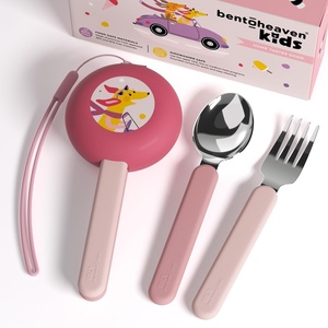 image:imageBentoheaven Kids Utensils Set with Case Reusable Fork amp Spoon DachshundCoral Pink