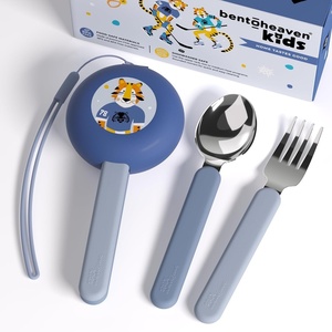 image:imageBentoheaven Kids Utensils Set with Case Reusable Fork amp Spoon DachshundIce Blue