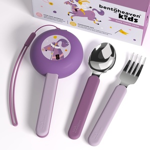 image:imageBentoheaven Kids Utensils Set with Case Reusable Fork amp Spoon DachshundMauve