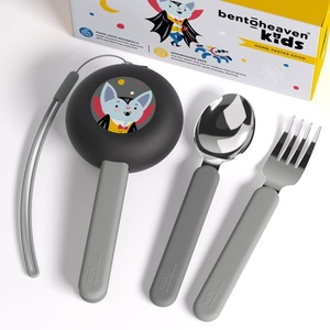 image:imageBentoheaven Kids Utensils Set with Case Reusable Fork amp Spoon DachshundNight Gray