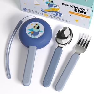 image:imageBentoheaven Kids Utensils Set with Case Reusable Fork amp Spoon DachshundOcean Blue