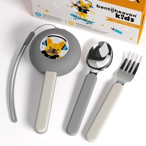 image:imageBentoheaven Kids Utensils Set with Case Reusable Fork amp Spoon DachshundSand Gray