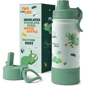 image:imageBentoheaven Kids Water Bottle Stainless Steel for Boys amp Girls OrangeGreen