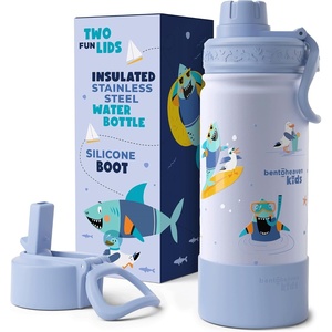 image:imageBentoheaven Kids Water Bottle Stainless Steel for Boys amp Girls OrangeOcean Blue
