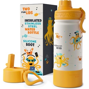 image:imageBentoheaven Kids Water Bottle Stainless Steel for Boys amp Girls OrangeOrange Gray