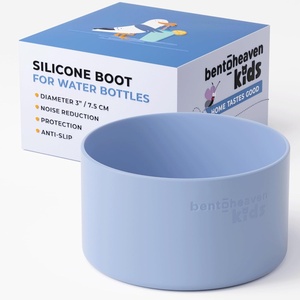 image:imageBentoheaven Silicone Water Bottle Boot  Noise amp Scratch Protector Sleeve for 3inch Diameter Bottles Tumbler amp Cup 1740 oz Bottom Protective Bumpers Water Bottle AccessoriesOcean Blue