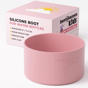 image:imageBentoheaven Silicone Water Bottle Boot  Noise amp Scratch Protector Sleeve for 3inch Diameter Bottles Tumbler amp Cup 1740 oz Bottom Protective Bumpers Water Bottle AccessoriesCoral Pink